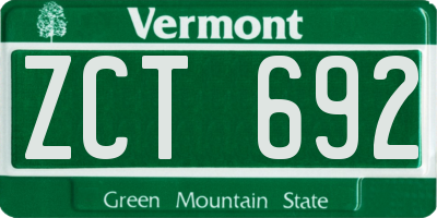 VT license plate ZCT692