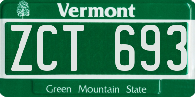VT license plate ZCT693