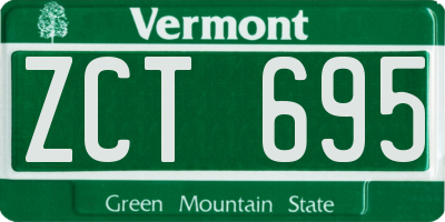 VT license plate ZCT695