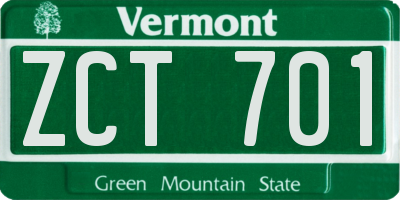 VT license plate ZCT701