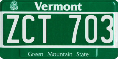 VT license plate ZCT703