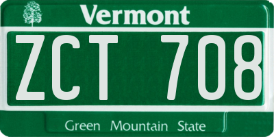 VT license plate ZCT708