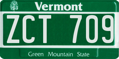 VT license plate ZCT709