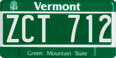 VT license plate ZCT712