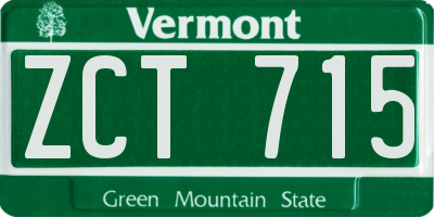VT license plate ZCT715