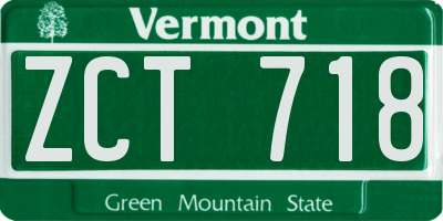 VT license plate ZCT718