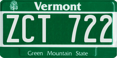 VT license plate ZCT722