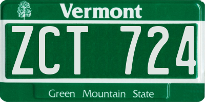 VT license plate ZCT724
