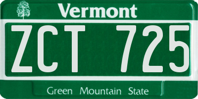 VT license plate ZCT725