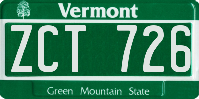 VT license plate ZCT726