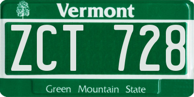 VT license plate ZCT728
