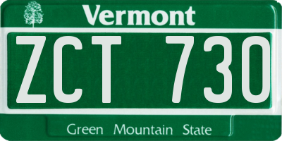 VT license plate ZCT730