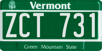 VT license plate ZCT731