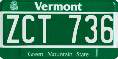VT license plate ZCT736