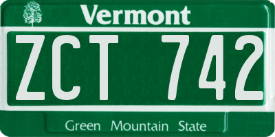 VT license plate ZCT742