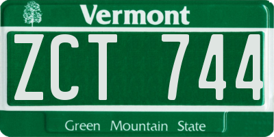 VT license plate ZCT744