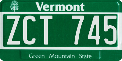 VT license plate ZCT745