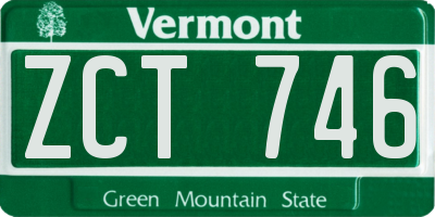 VT license plate ZCT746