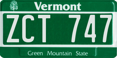 VT license plate ZCT747