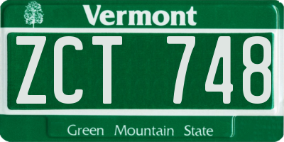 VT license plate ZCT748