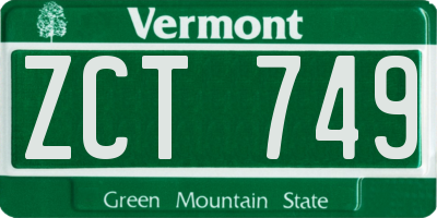 VT license plate ZCT749