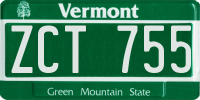 VT license plate ZCT755