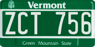 VT license plate ZCT756