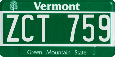 VT license plate ZCT759