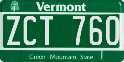 VT license plate ZCT760