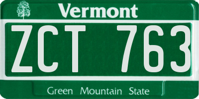 VT license plate ZCT763