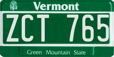 VT license plate ZCT765