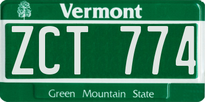 VT license plate ZCT774