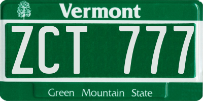 VT license plate ZCT777