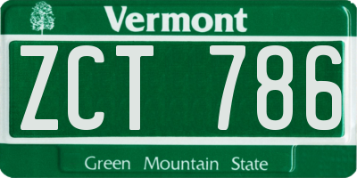 VT license plate ZCT786