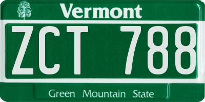 VT license plate ZCT788
