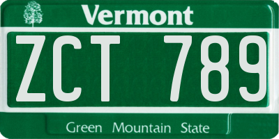 VT license plate ZCT789
