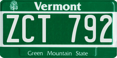 VT license plate ZCT792