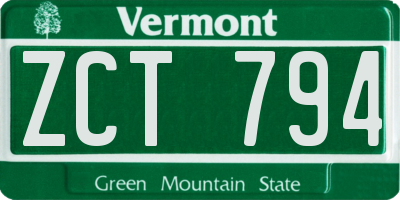 VT license plate ZCT794