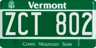 VT license plate ZCT802