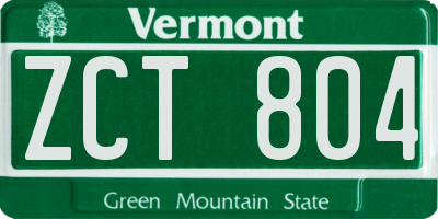 VT license plate ZCT804