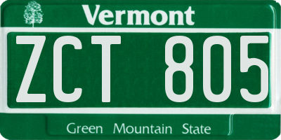 VT license plate ZCT805