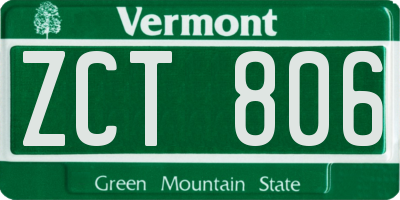 VT license plate ZCT806