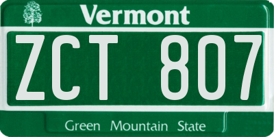 VT license plate ZCT807
