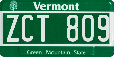 VT license plate ZCT809