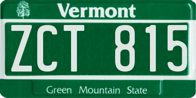 VT license plate ZCT815