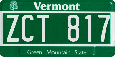VT license plate ZCT817