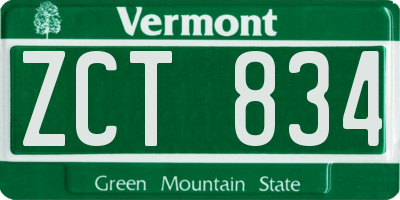 VT license plate ZCT834