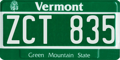 VT license plate ZCT835