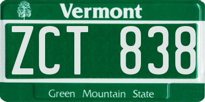 VT license plate ZCT838
