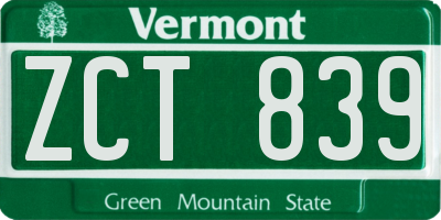 VT license plate ZCT839